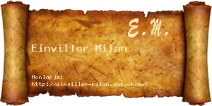 Einviller Milán névjegykártya